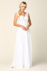 Bridal Gown Long Sleeveless Chiffon Wedding Dress